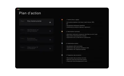 Plan d’action présenté dans une interface numérique