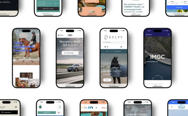 Sites internet réalisés par Alba présentés sur des téléphones