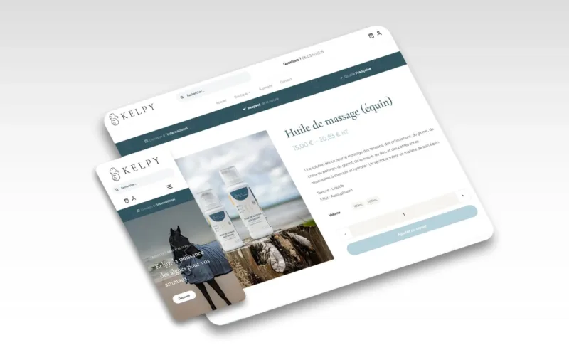 Boutique en ligne Kelpy Thalasso affichée sur ordinateur portable