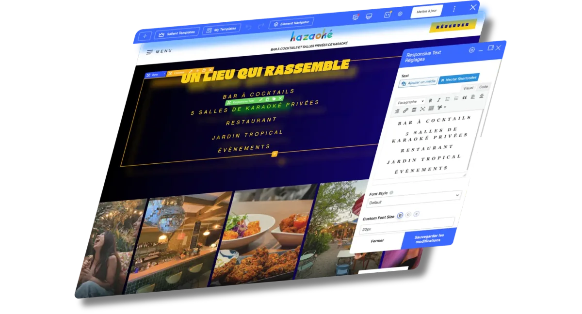 Interface de modification du contenu d’un site vitrine
