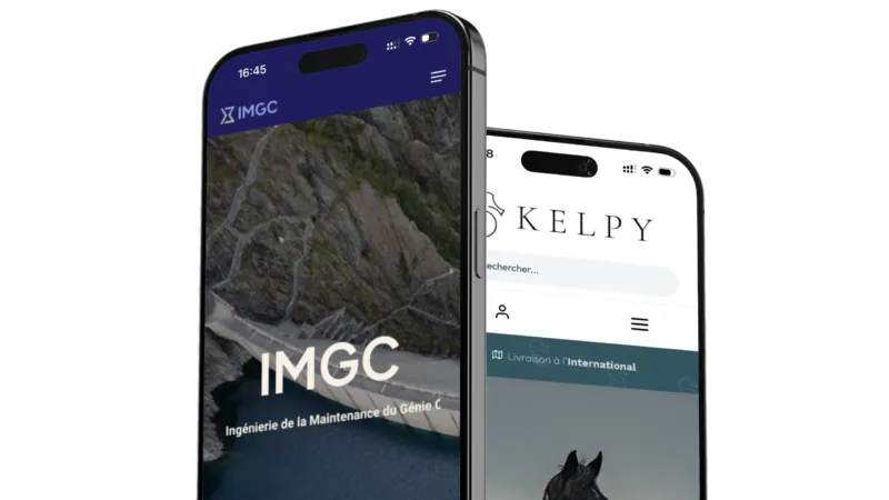 Sites vitrines réalisés par Alba présentés sur smartphones