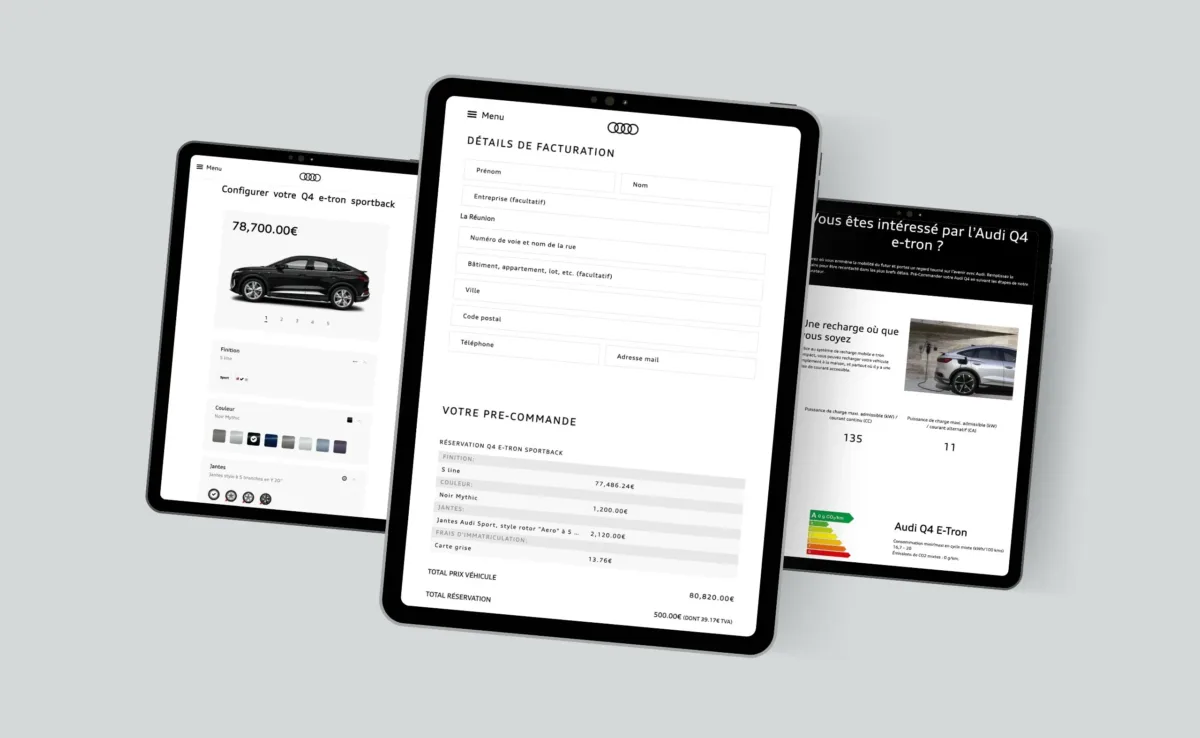 Parcours de configuration et de réservation Audi
