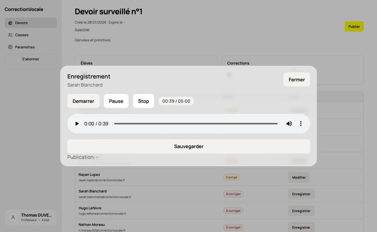 CorrectionVocale présentée sur plusieurs écrans