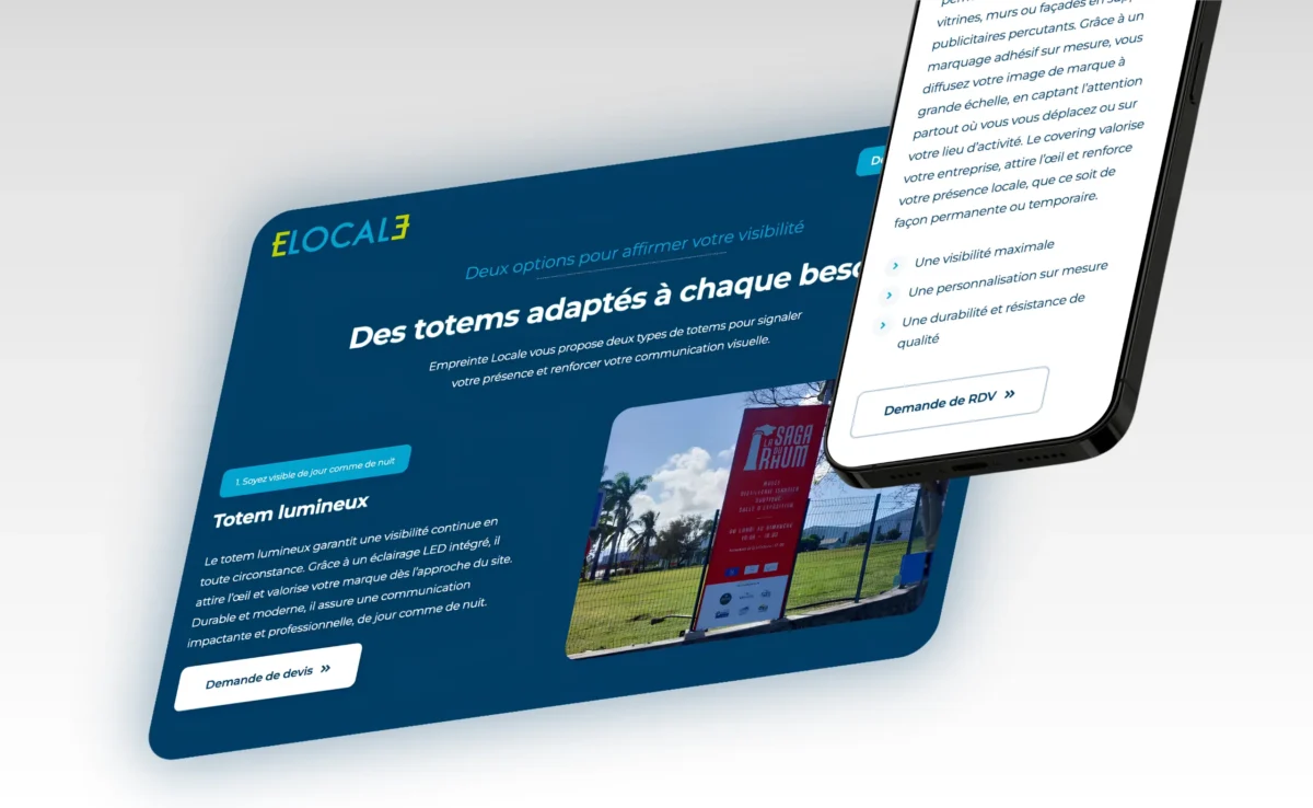 Aperçu d’une page du site Empreinte Locale