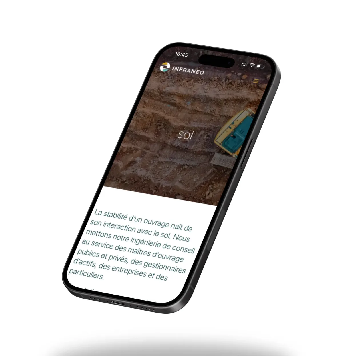 Interface responsive du site Infraneo
