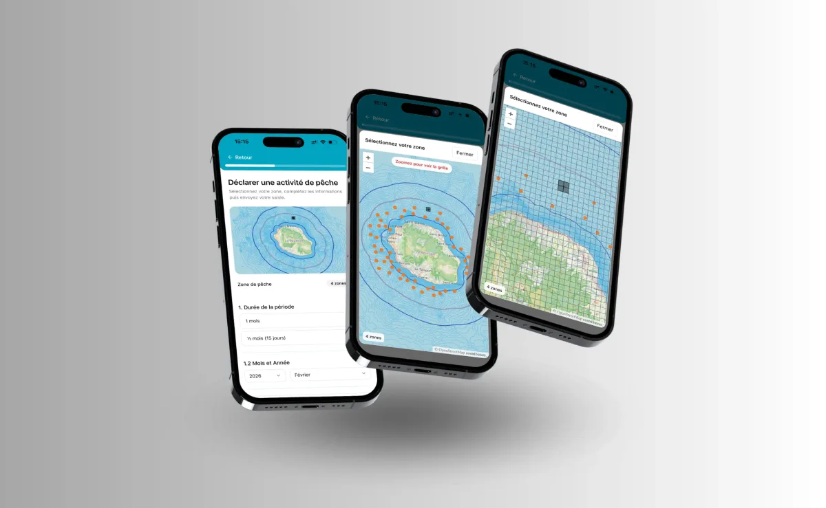 Sélection des zones de pêche sur la carte interactive