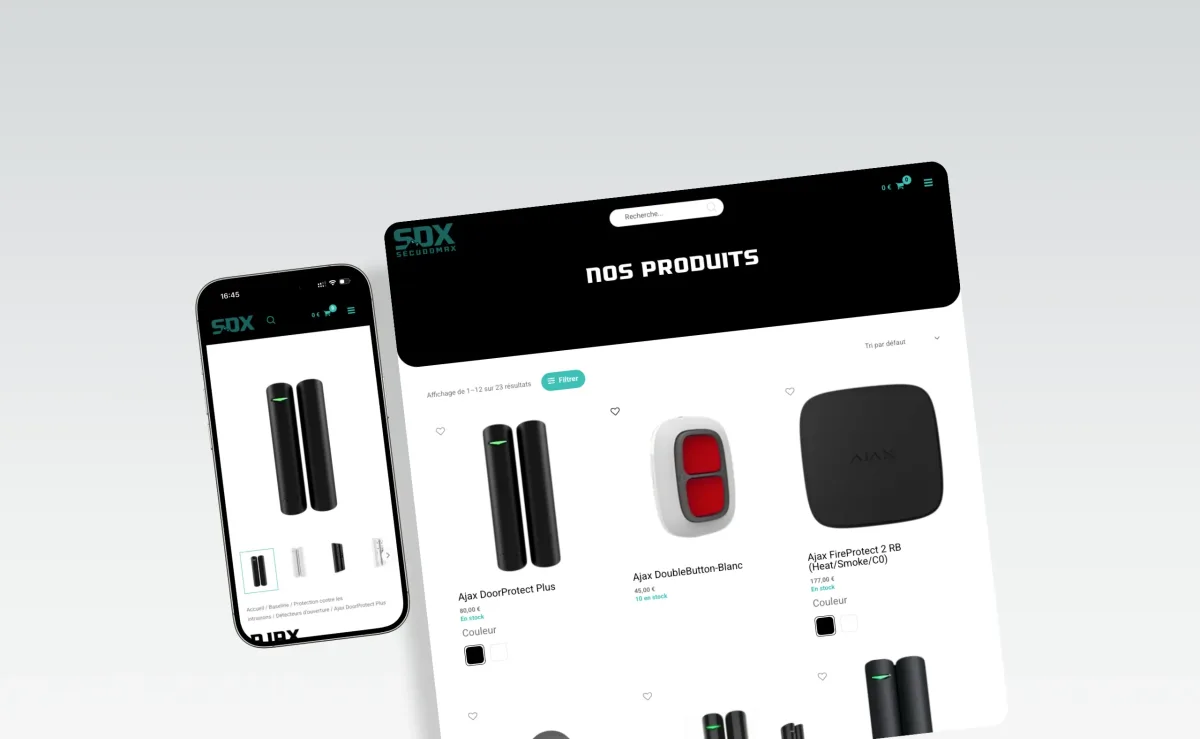 Présentation des produits sur la boutique Sécudomax