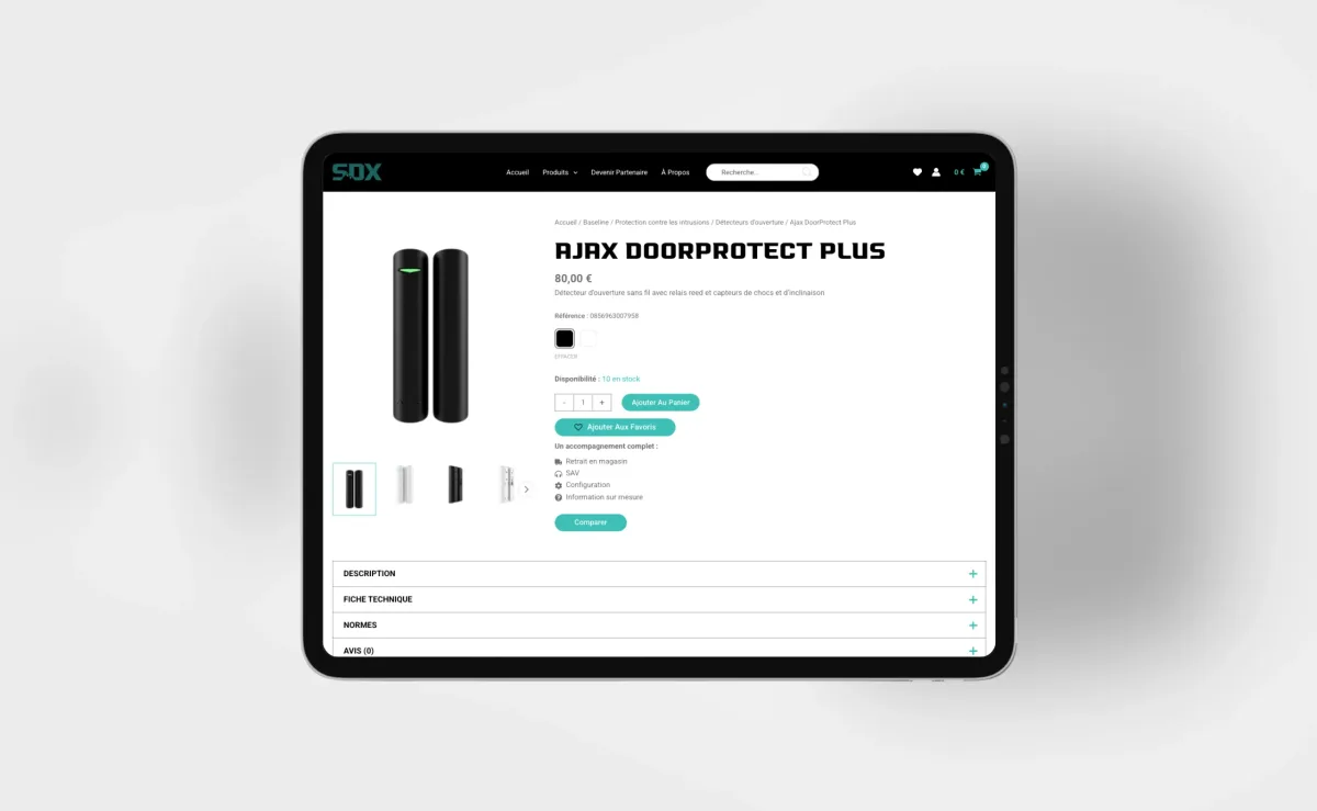 Parcours d’achat sur la boutique en ligne Sécudomax