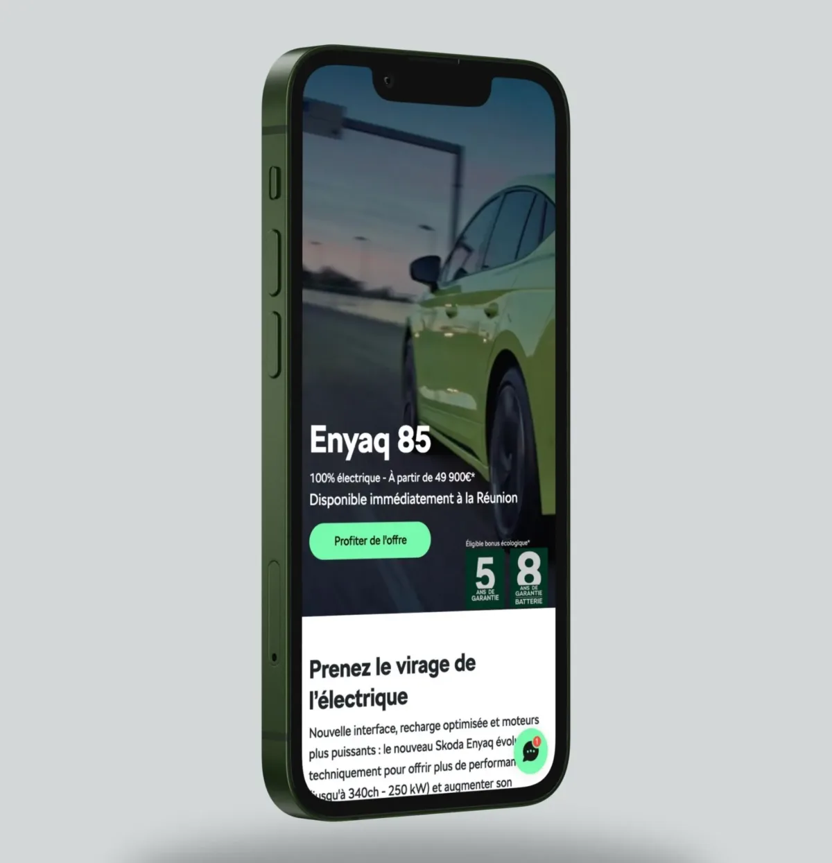 Navigation mobile sur le site Skoda Réunion