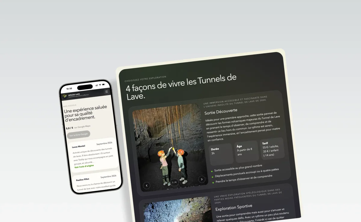 Présentation des formules d’exploration et des avis clients sur ordinateur et mobile